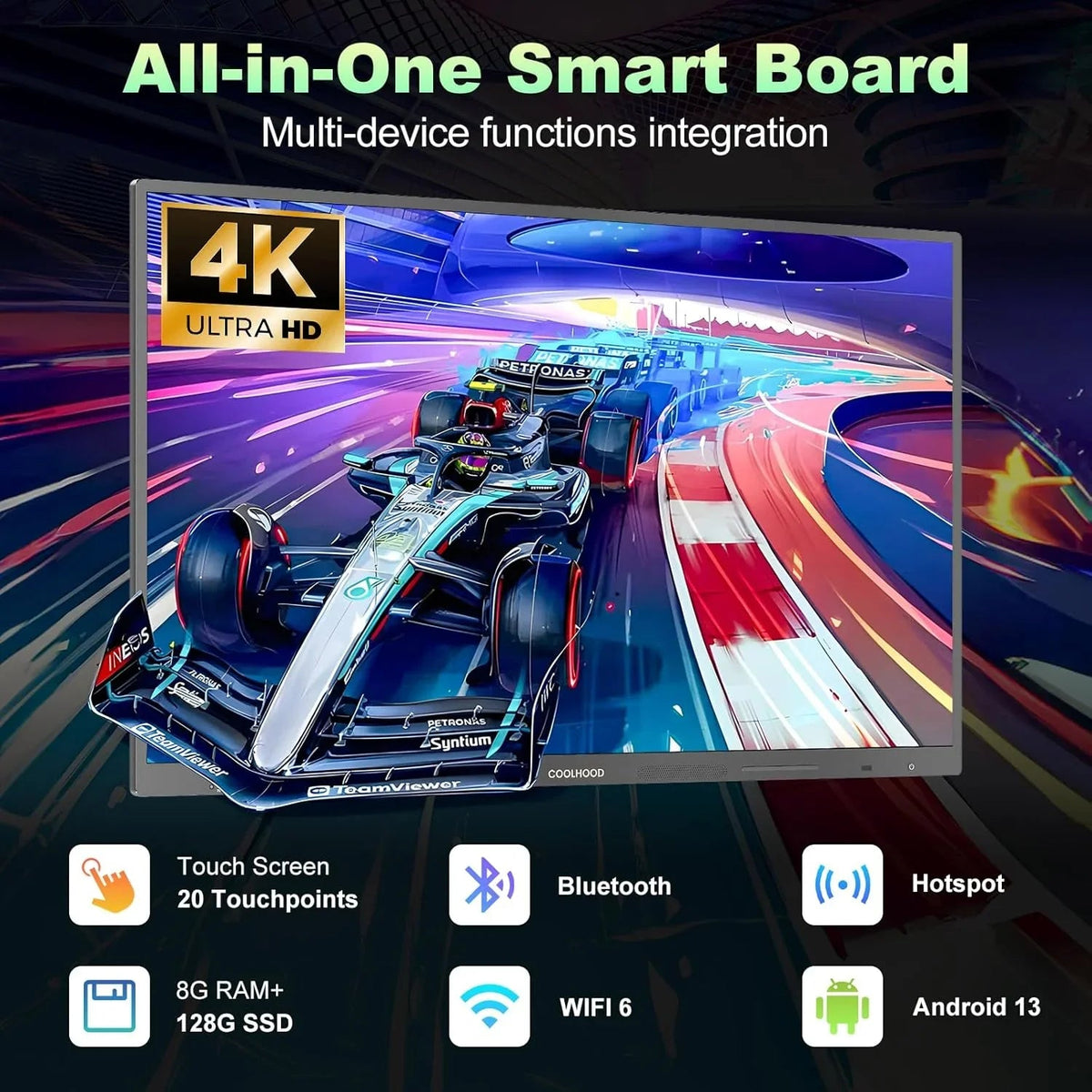 REHISK COOLHOOD 65" 4K Smart Whiteboard (Touchscreen, Android 13, Wireless Sharing, App Ecosystem)