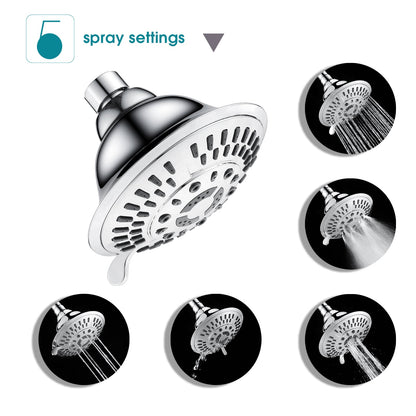 5-Spray Fixed Shower Head with Adjustable Angle