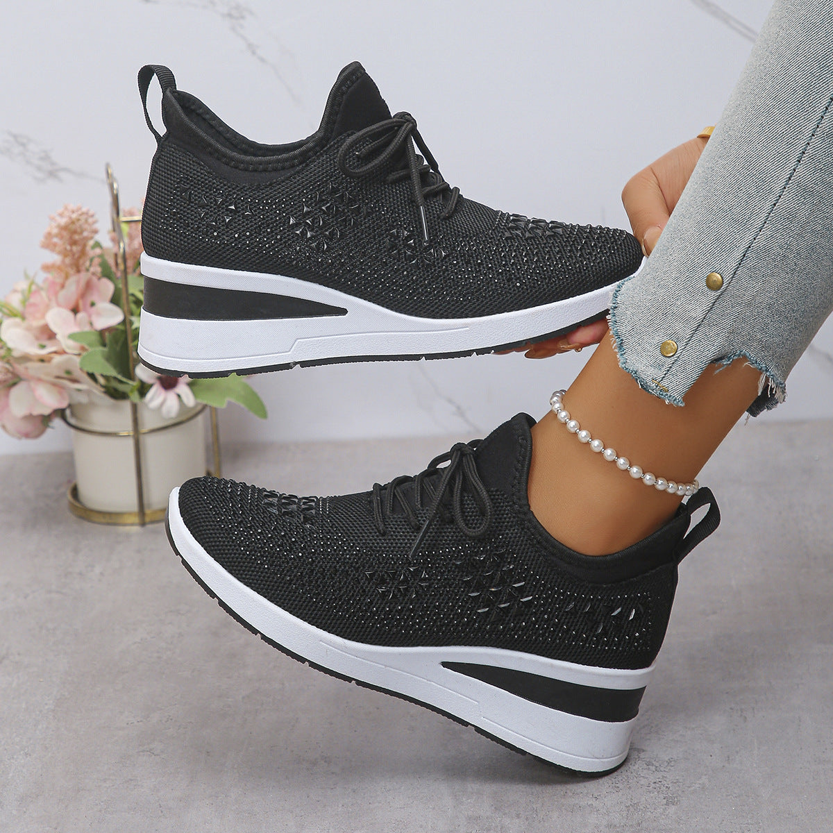 Breathable Mesh Casual Shoes Lightweight Height-Enhancing Sneakers For Men Daily Walking Comfortable Sportswear