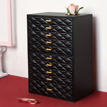 10-Layer Extra Large Faux Leather Jewelry Box Organizer