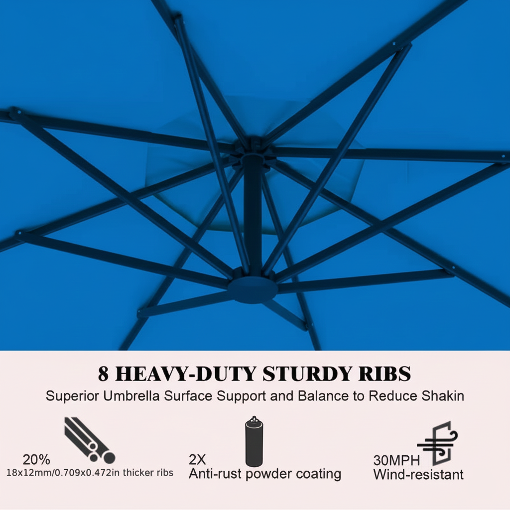 10 ft Cantilever Patio Umbrella with Crank – Multiple Colors