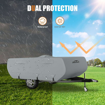 DikaSun 7 Layers Pop Up Camper Cover, Breathable UV Resistant Windproof Waterproof RV Cover