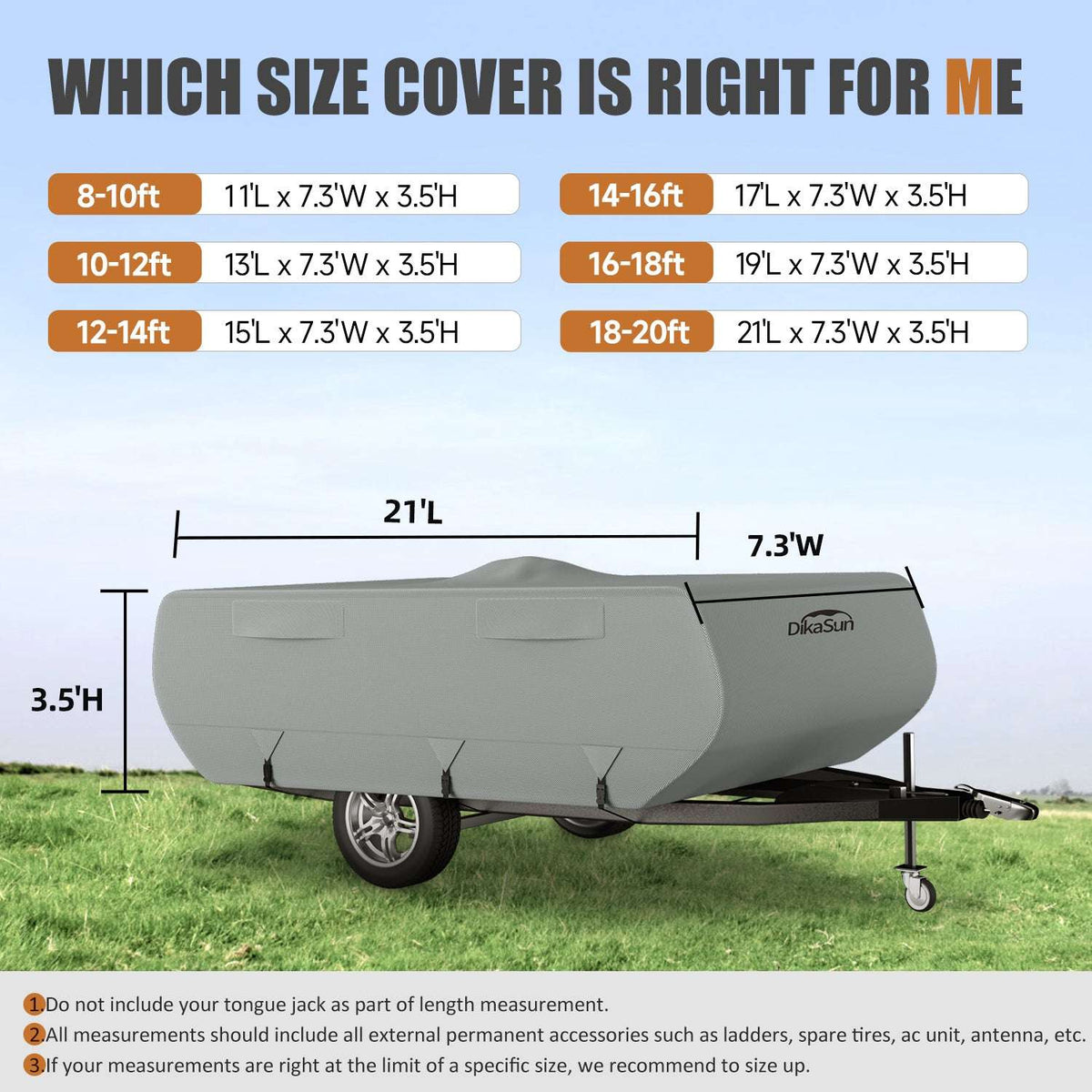DikaSun 7 Layers Pop Up Camper Cover, Breathable UV Resistant Windproof Waterproof RV Cover