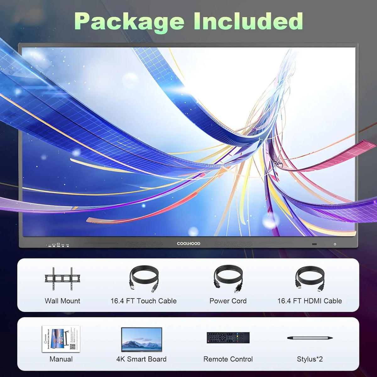 REHISK COOLHOOD 65" 4K Smart Whiteboard (Touchscreen, Android 13, Wireless Sharing, App Ecosystem)