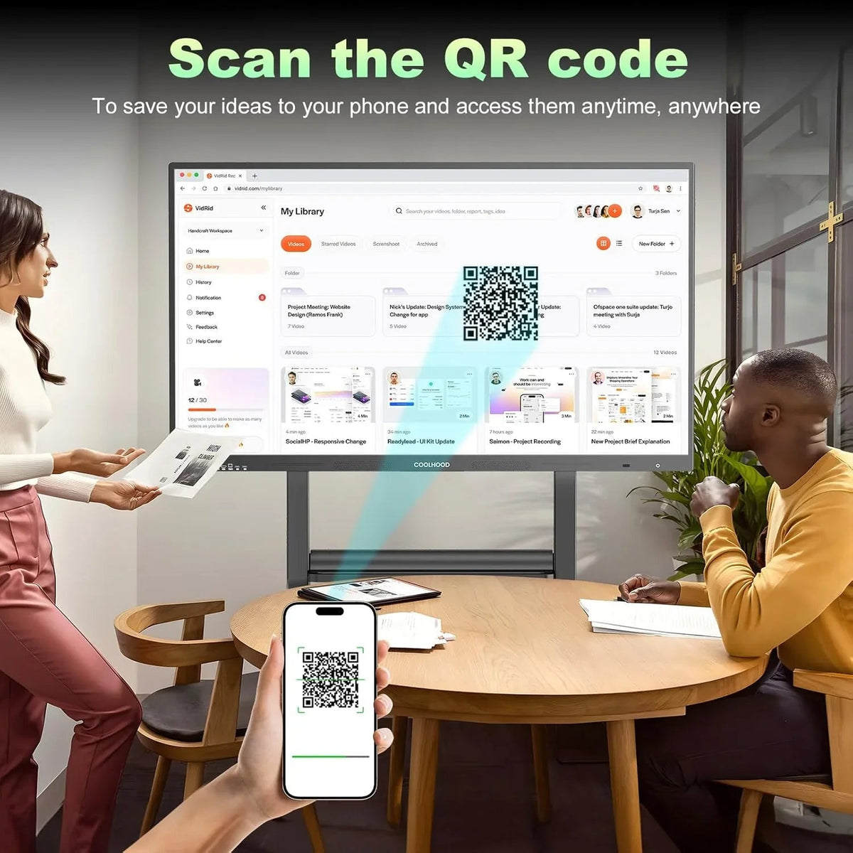 REHISK COOLHOOD 65" 4K Smart Whiteboard (Touchscreen, Android 13, Wireless Sharing, App Ecosystem)