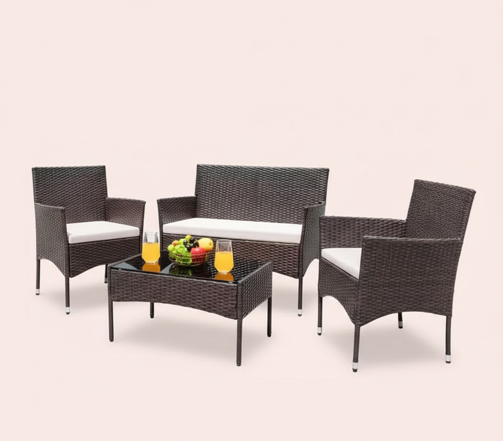 4Pcs Outdoor Patio Furniture Set – Rattan Wicker Sofa - Multiple Styles