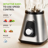 Powerful Countertop Blender with 52oz Glass Jar and 22oz Travel Cup Silvery