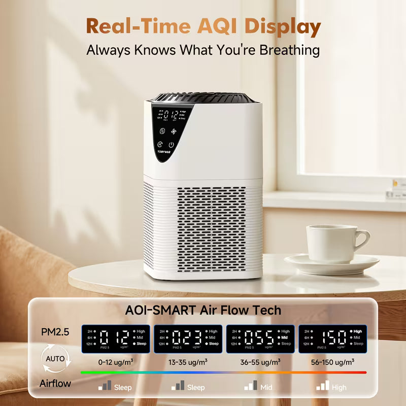 Air Purifier with Washable Filter and PM2.5 Monitor