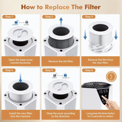 Air Purifier with Washable Filter and PM2.5 Monitor