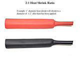 Black 2:1 Polyolefin Heat Shrink Tube Tubing - Various Inner Diameter Options Available