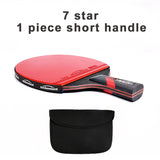 Table Tennis Ping Pong Racket Short Long Handle Carbon Blade Rubber With Case