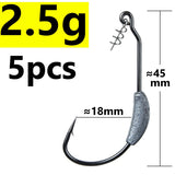 Fishing Hook with weight 5pcs and lure set Barbed Offset