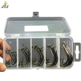 fishing hooks 50pcs Assorted Size Carbon Steel For Soft Lure Bass Barbed