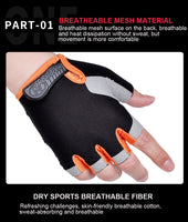 Cycling Anti-slip Anti-sweat Men Women Half Finger Gloves Breathable Anti-shock 1pair