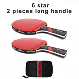 Table Tennis Ping Pong Racket Short Long Handle Carbon Blade Rubber With Case