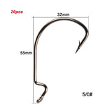 Fishing Hooks 20pcs/lot High Carbon Steel Offset 8#~-5/0