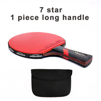 Table Tennis Ping Pong Racket Short Long Handle Carbon Blade Rubber With Case