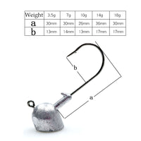 Fishing jig hook 5pcs 3.5g/7g/10g/14g/18g  For Soft Lure Fishing Deep Water Bullet