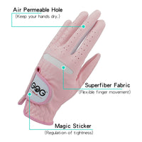 Golf Gloves 1 Pair Women's Pink Micro Soft Fiber Breathable Anti-Slip Left And Right Hand Women