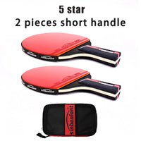 Table Tennis Ping Pong Racket Short Long Handle Carbon Blade Rubber With Case