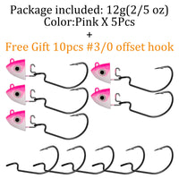 Fishing Lure 2pc or 5pc Jig Head swivel Hooks more action