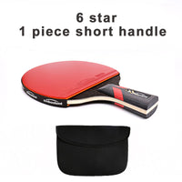 Table Tennis Ping Pong Racket Short Long Handle Carbon Blade Rubber With Case