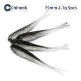 Swimbait Chinook 5pcs Lure Soft Bait Fork Tail with or without Hook Fish A