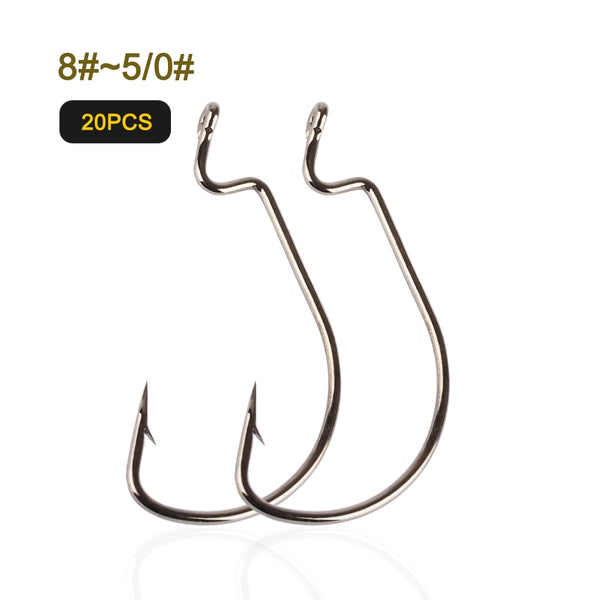 Fishing Hooks 20pcs/lot High Carbon Steel Offset 8#~-5/0