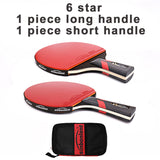 Table Tennis Ping Pong Racket Short Long Handle Carbon Blade Rubber With Case