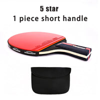 Table Tennis Ping Pong Racket Short Long Handle Carbon Blade Rubber With Case