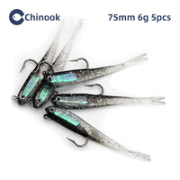 Swimbait Chinook 5pcs Lure Soft Bait Fork Tail with or without Hook Fish A