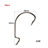 Fishing Hooks 20pcs/lot High Carbon Steel Offset 8#~-5/0