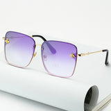 Sunglasses Women Fashion Oversize Rimless Square Bee UV400