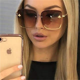 Sunglasses Women Fashion Oversize Rimless Square Bee UV400