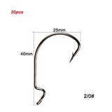 Fishing Hooks 20pcs/lot High Carbon Steel Offset 8#~-5/0