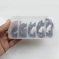 fishing hooks 50pcs Assorted Size Carbon Steel For Soft Lure Bass Barbed