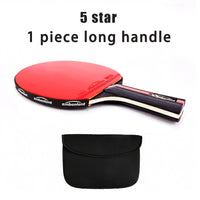 Table Tennis Ping Pong Racket Short Long Handle Carbon Blade Rubber With Case