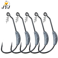 Fishing Hook with weight 5pcs and lure set Barbed Offset