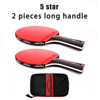 Table Tennis Ping Pong Racket Short Long Handle Carbon Blade Rubber With Case