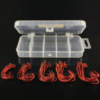 fishing hooks 50pcs Assorted Size Carbon Steel For Soft Lure Bass Barbed