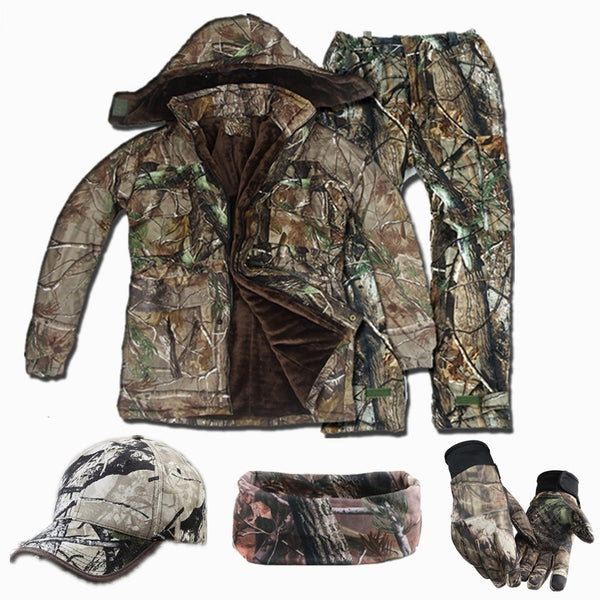 Hunting Outfit Jacket and Pants High quality Thick Bionic Camouflage Cold weather Waterproof