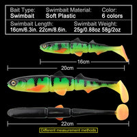 Fishing Lure Paddle Tail Soft 3-jointed Soft 1pc