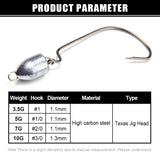 Fishing Offset Worm Hook Swing Jig Head Hook #1 #1/0 #2/0 #3/0: 10pcs 3.5g/pack, 8pcs 5g/pack, 6pcs 7g/pack, 4pcs 10g/pack