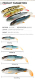 Fishing Lure Swimbait 65mm/85mm/105mm(4.2in)/120mm(4.8in) Freshwater/Saltwater 4pcs 3g/6.5cm 4pcs 6.2g/8.5cm 3pcs 11g/10.5cm 2pcs 18.4g/12cm