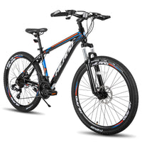 Mountain Bike Hiland 26/27.5 inch ; 24 Speeds Shimano Drive Train, Lock Out Suspension Fork, Aluminum Frame with Disc Brake Men/Women