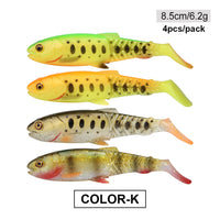 Fishing Lure Swimbait 65mm/85mm/105mm(4.2in)/120mm(4.8in) Freshwater/Saltwater 4pcs 3g/6.5cm 4pcs 6.2g/8.5cm 3pcs 11g/10.5cm 2pcs 18.4g/12cm