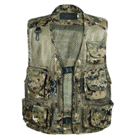 Vest Mesh Multi Pocket Male Sleeveless Jackets Gauze Green Camouflage