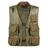 Vest Mesh Multi Pocket Male Sleeveless Jackets Gauze Green Camouflage