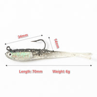 Fishing Lure Shad Tail 3pc 75mm With Or Without Hook