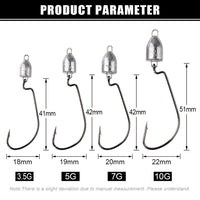 Fishing Offset Worm Hook Swing Jig Head Hook #1 #1/0 #2/0 #3/0: 10pcs 3.5g/pack, 8pcs 5g/pack, 6pcs 7g/pack, 4pcs 10g/pack